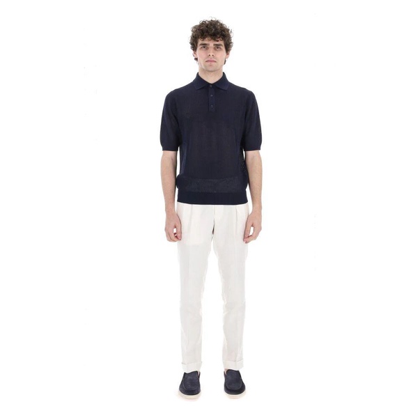 Blue Cotton Polo Shirt