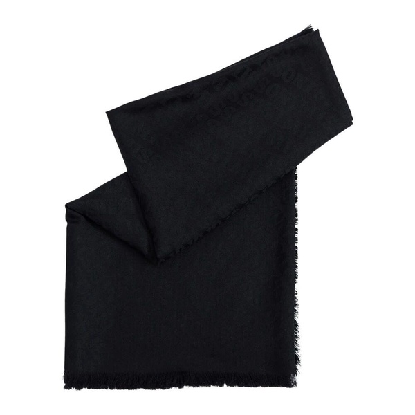 Luxurious Black Logo Print Scarf