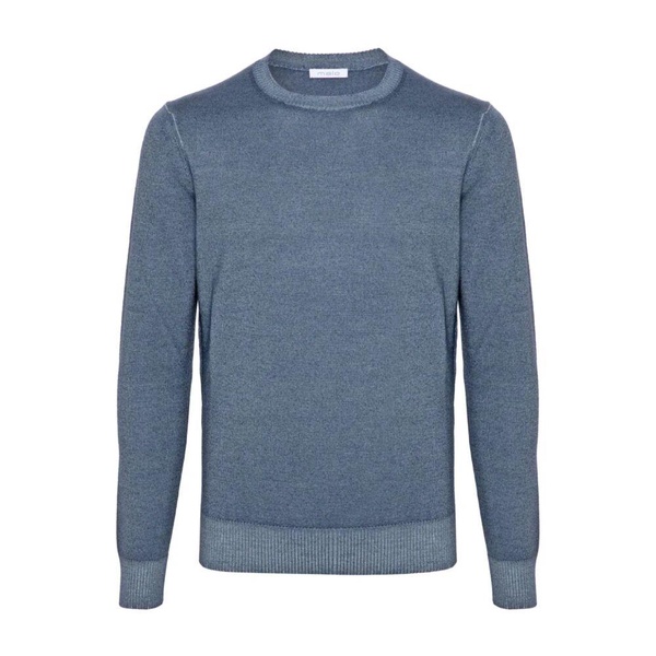 Blue Wool Knit Sweater Crew Neck