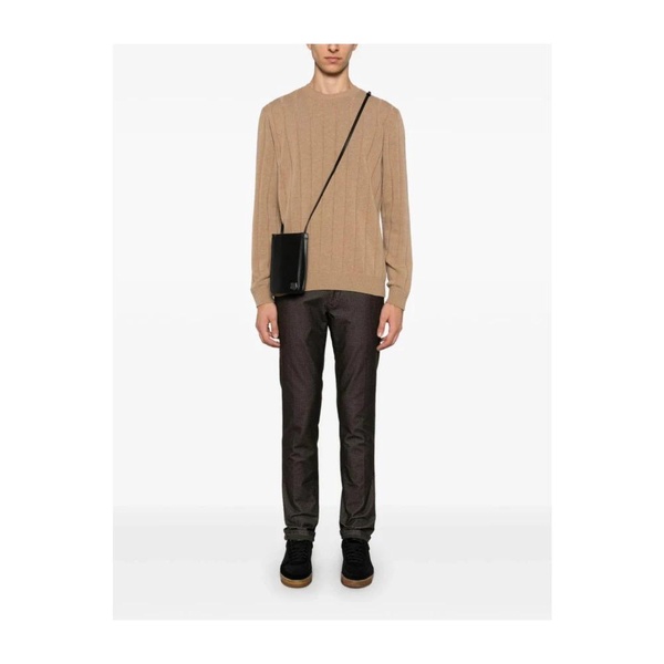 Brown Sweater with Girocollo Neck