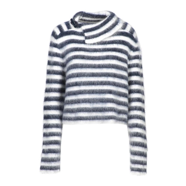 Blue Striped Knitwear Sweater