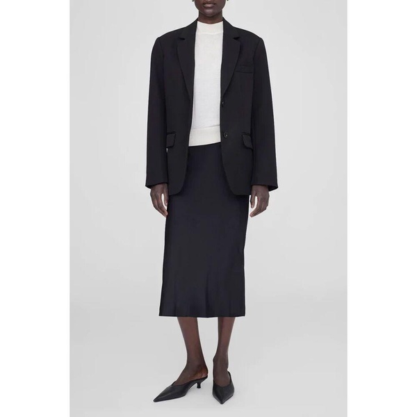 Black Silk Midi Skirt
