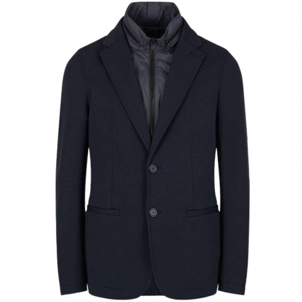 Blue Formal Jacket with Hood
