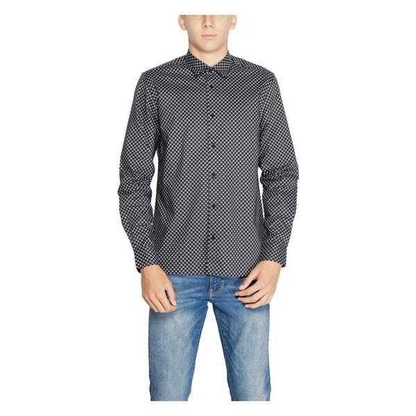 Geometric Grey Cotton Shirt for Men