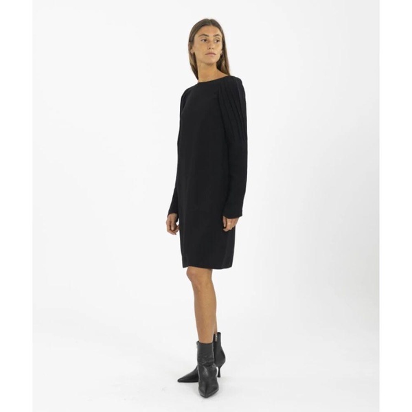 Short Dress with Boat Neck and Back Cutout