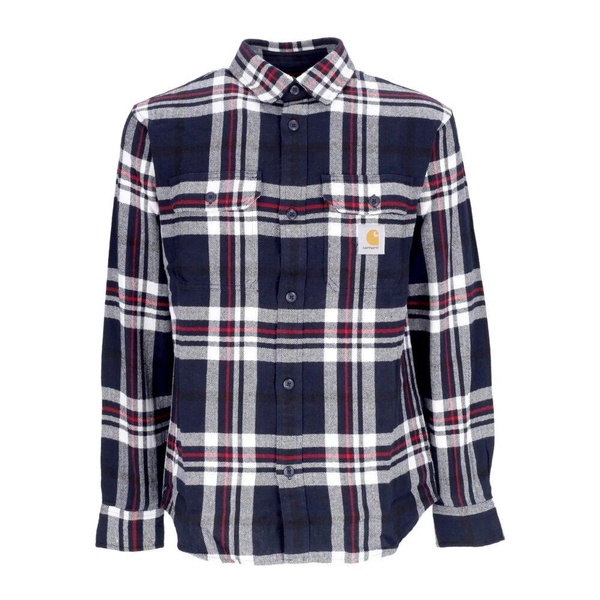 Checkered Long Sleeve Shirt Navy Blue