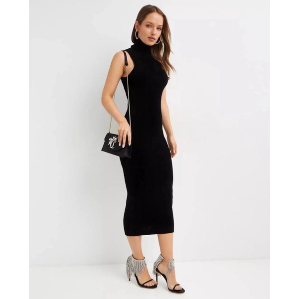 Black Maxi Tank Dress with Turtleneck