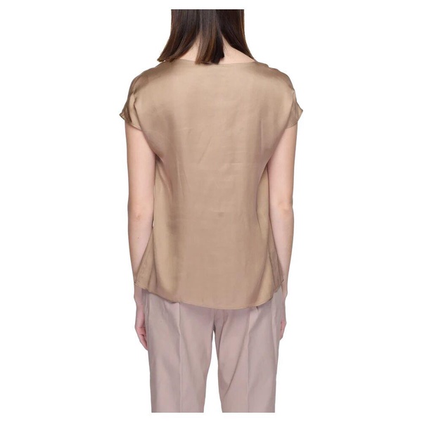 Printed Beige Blouse Short Sleeve