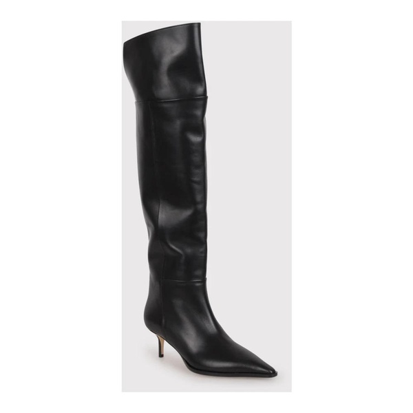 Low-heeled suede boots with side zipper