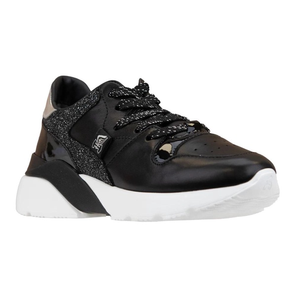 Glitter Leather Lace-Up Sneakers Women