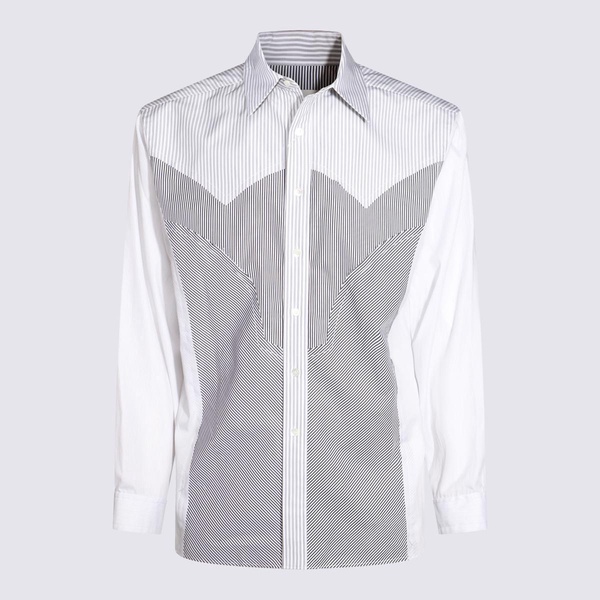 Maison Margiela White And Grey Cotton Shirt