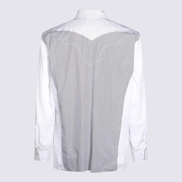 Maison Margiela White And Grey Cotton Shirt