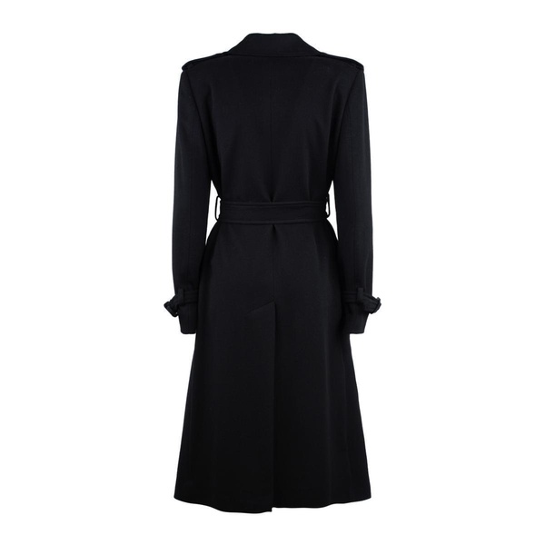 Max Mara Black Virgin Wool Trench Coat