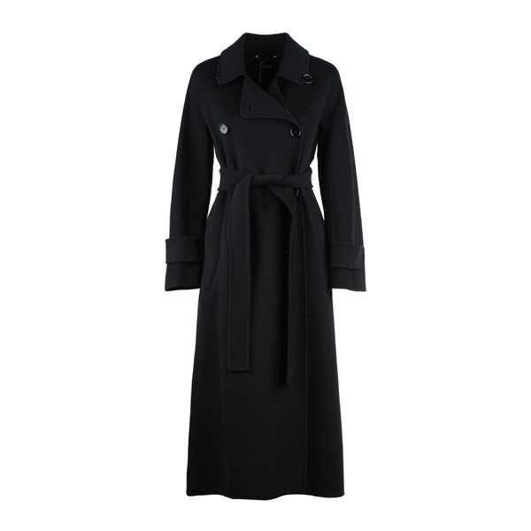 Max Mara Black Virgin Wool Trench Coat