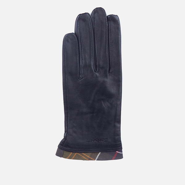 Barbour Women's Tartan Trimmed Leather Gloves - Black/Classic - L