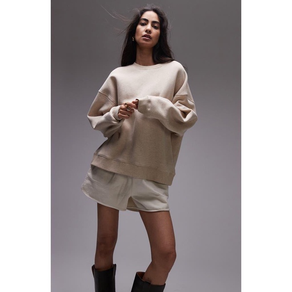Topshop premium seam detail sweat in oat heather
