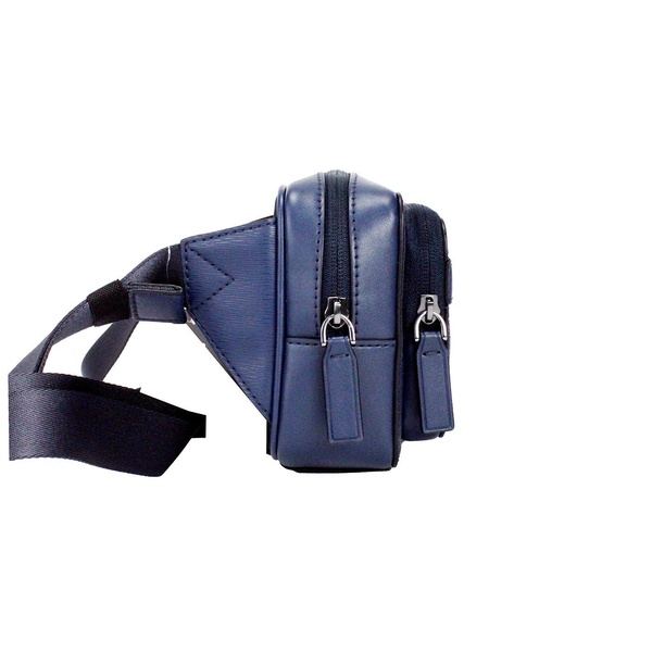 cooper small blue smooth leather double zip belt women's bag