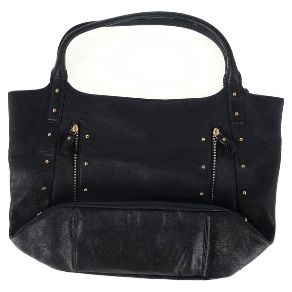 studded vere shopper bag in black leather