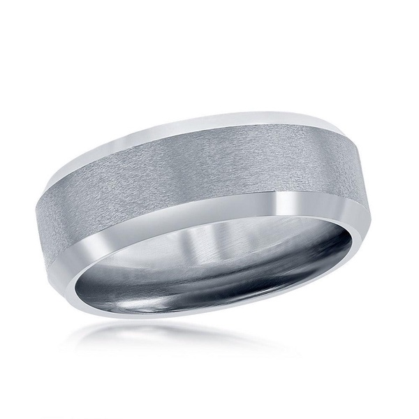 brushed and polished silver 8mm tungsten ring