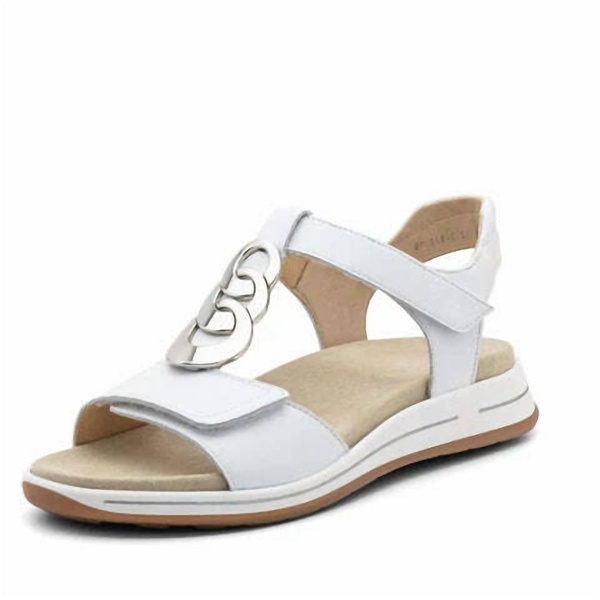 women's oregon medallion double adjustable sandal in white leather