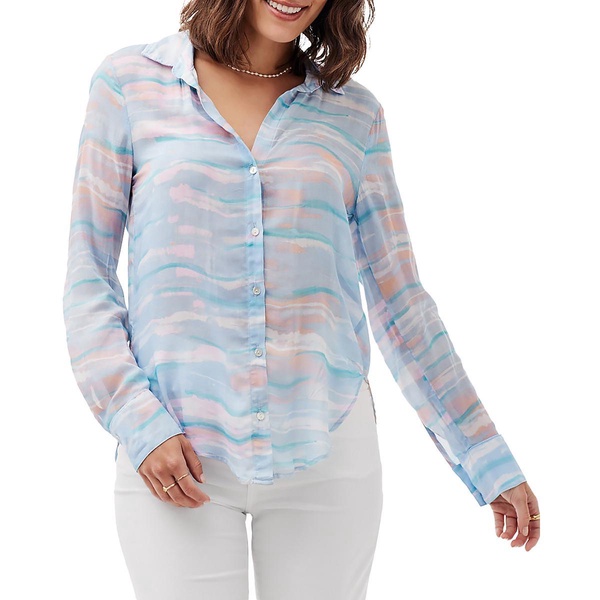 womens space dye rayon button-down top