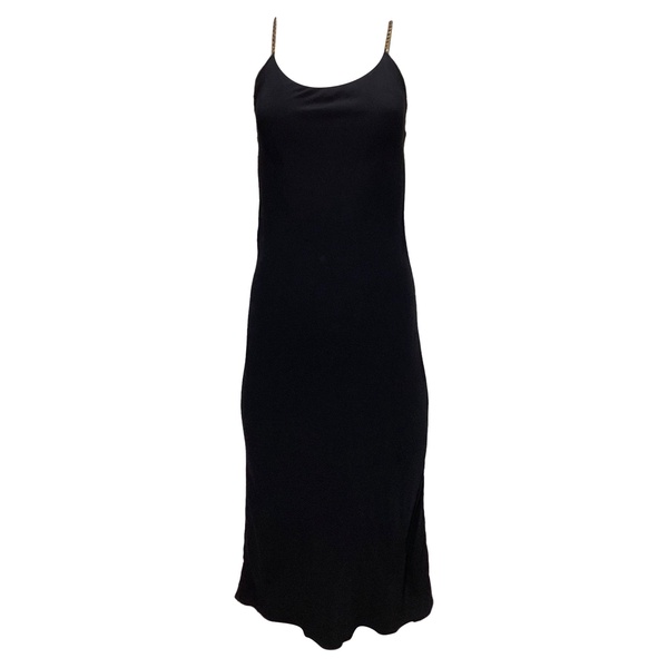 chelsea chain-embellished crepe midi dress in black viscose