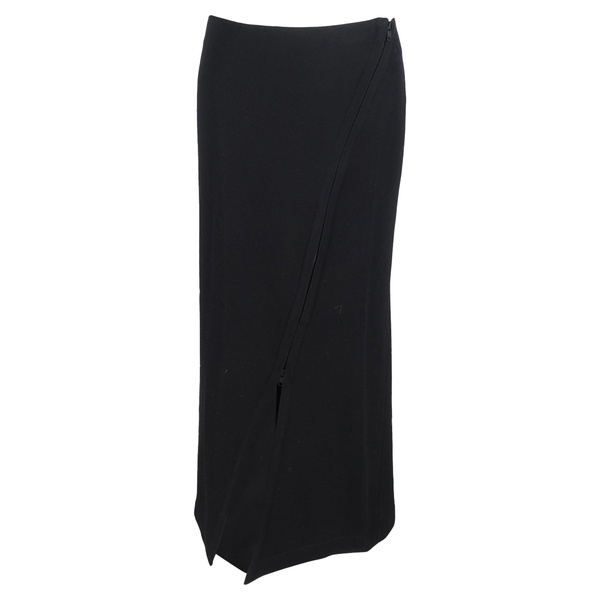 asymmetric zip maxi skirt in black wool