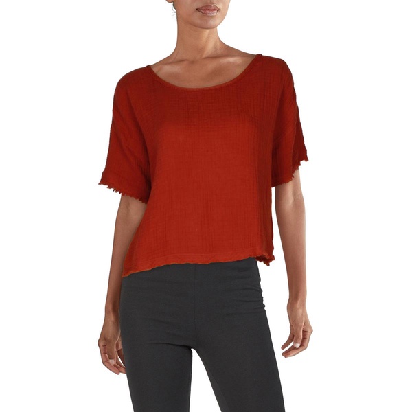 womens cotton raw hem pullover top