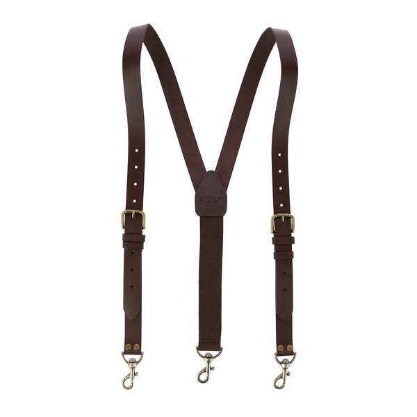men's coated leather buckle strap suspenders with metal swivel hook ends