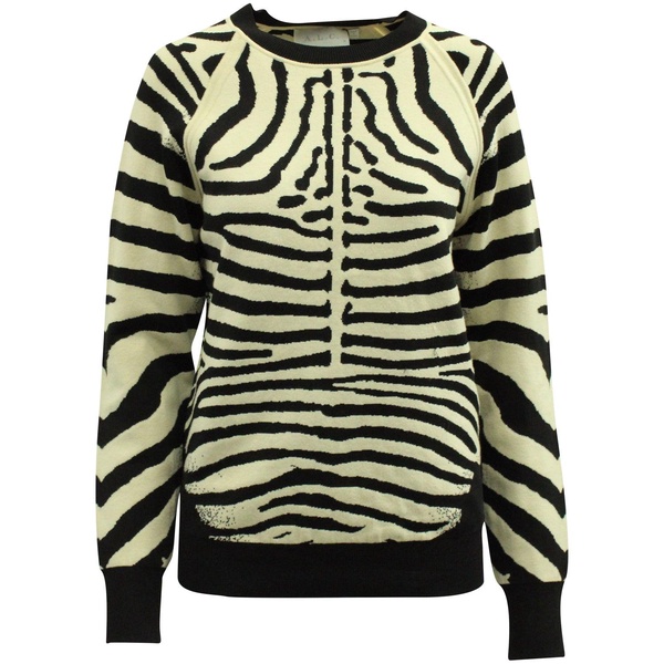 rizzou zebra print knit sweater in multicolor rayon