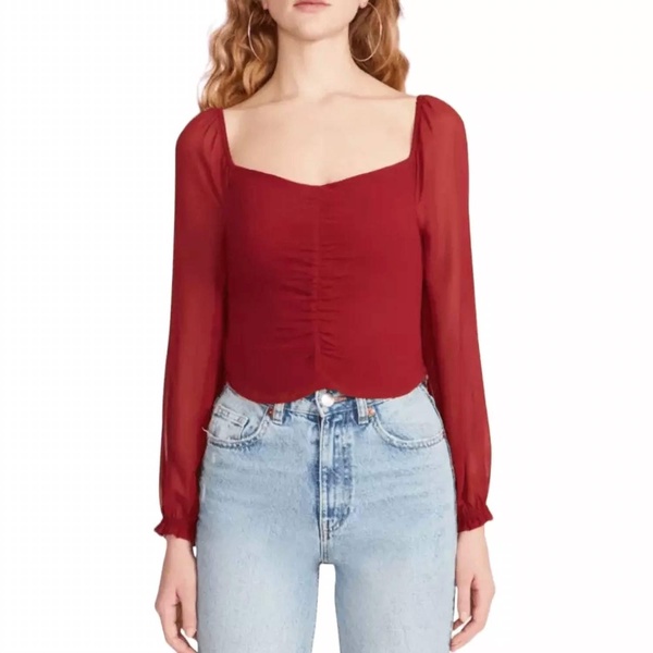 don’t ruche me top in red