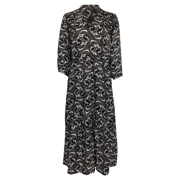 song printed midi dress in black viscose