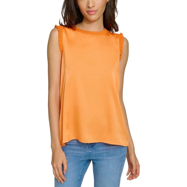 womens silk ruffled shell