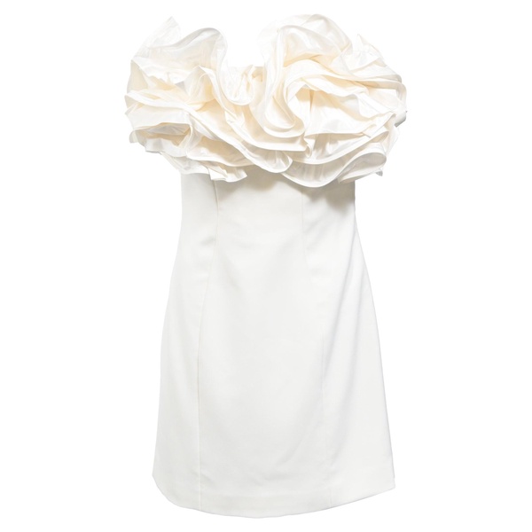 ruffled mini strapless dress  in white silk crepe