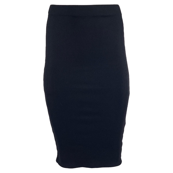 fitted knee length skirt in black nylon