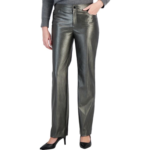 womens metallic faux leather bootcut pants