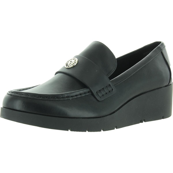 qfelia womens logo faux leather loafer heels