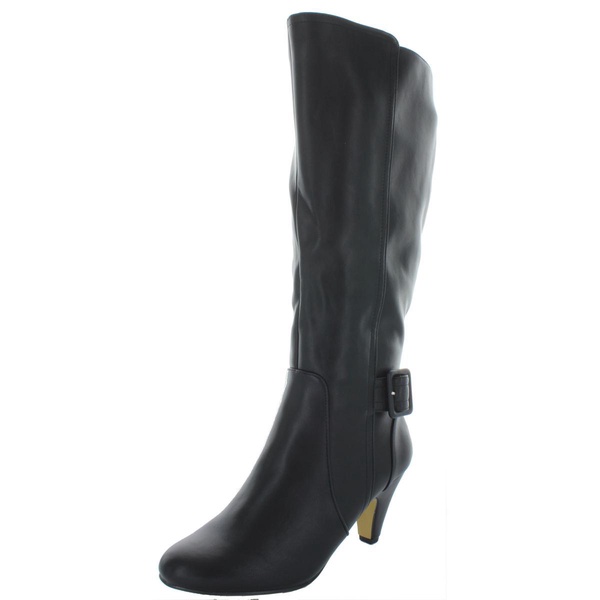 troy ii plus womens wide calf faux leather knee-high boots