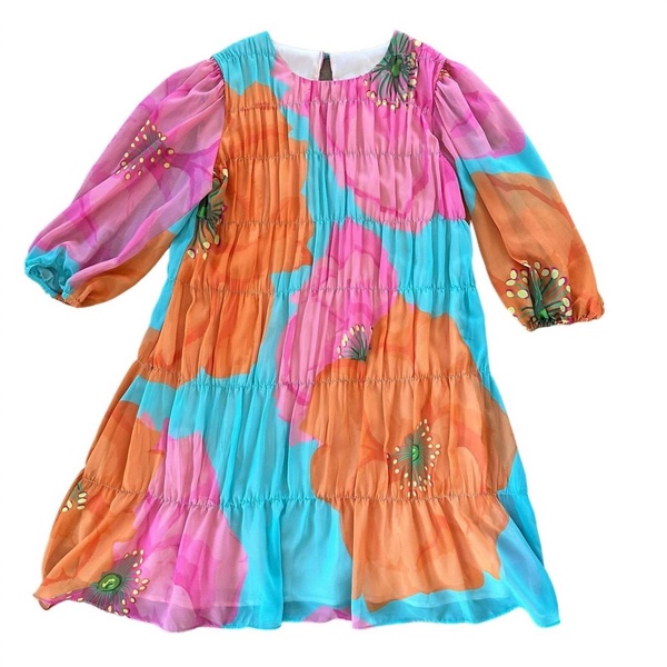 silvery dress in turq multi