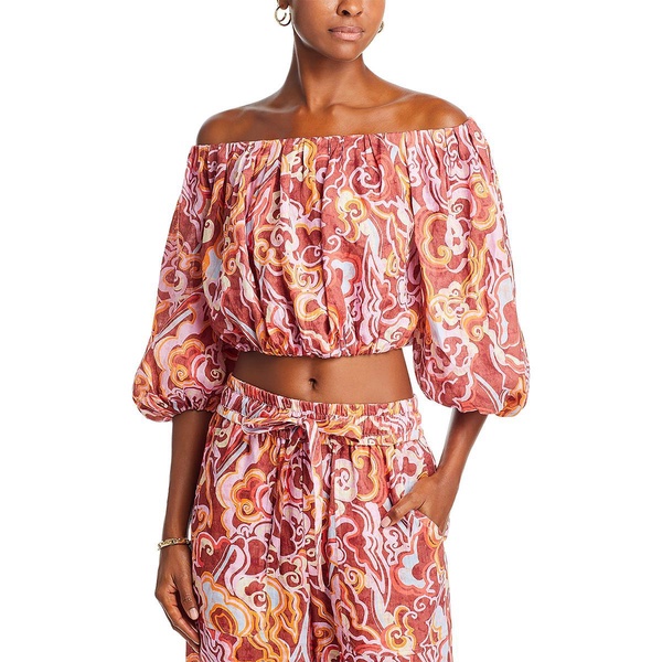 womens printed off the shoulders pullover top