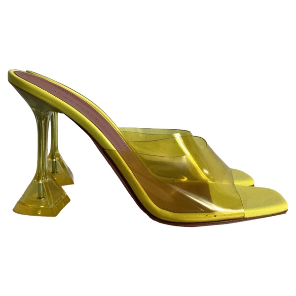 lupita glass mules in yellow pvc and leather