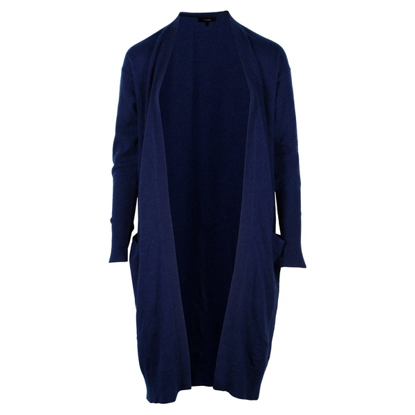 open front cardigan in blue cashmere