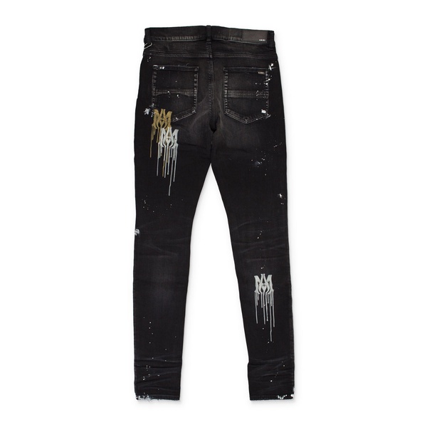 stencil aged black jeans