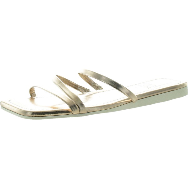 womens metallic faux leather slide sandals