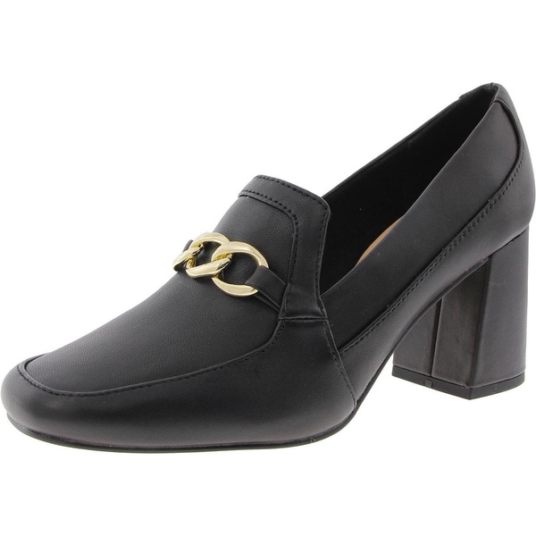 womens embellished leather loafer heels