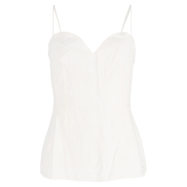 sweetheart sleeveless top in white linen