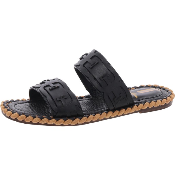 tatum womens solid leather slide sandals