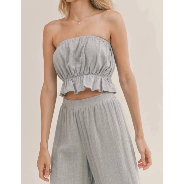 mikayla tube top in cloud blue