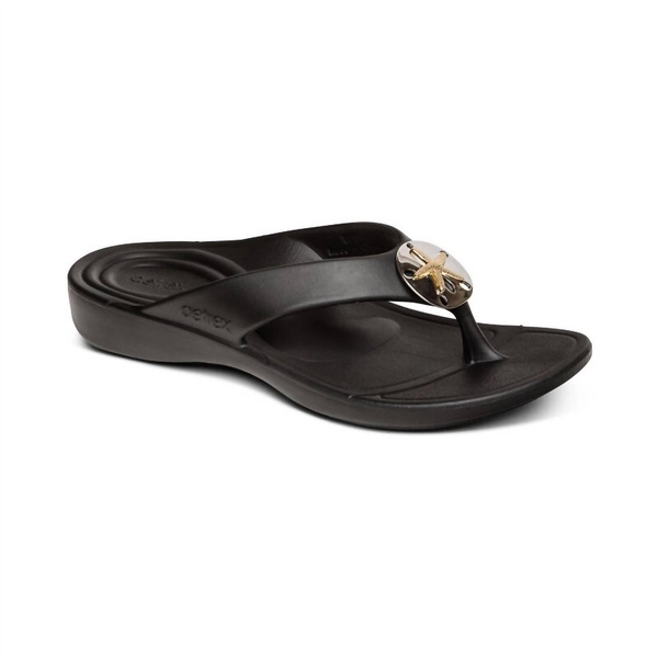 women's maui starfish orthotic flip sandals in black
