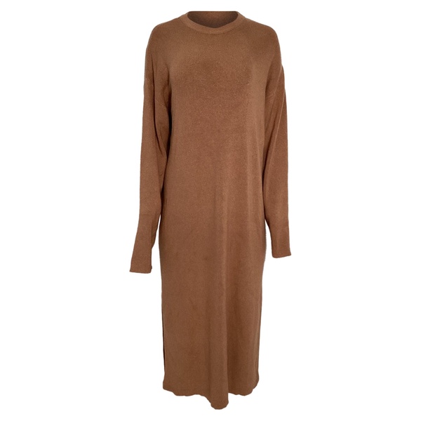 knitted sweater dress in brown modal
